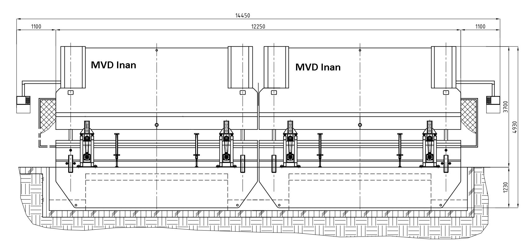 тандемный листогибочный пресс MVD inan в схематичном виде